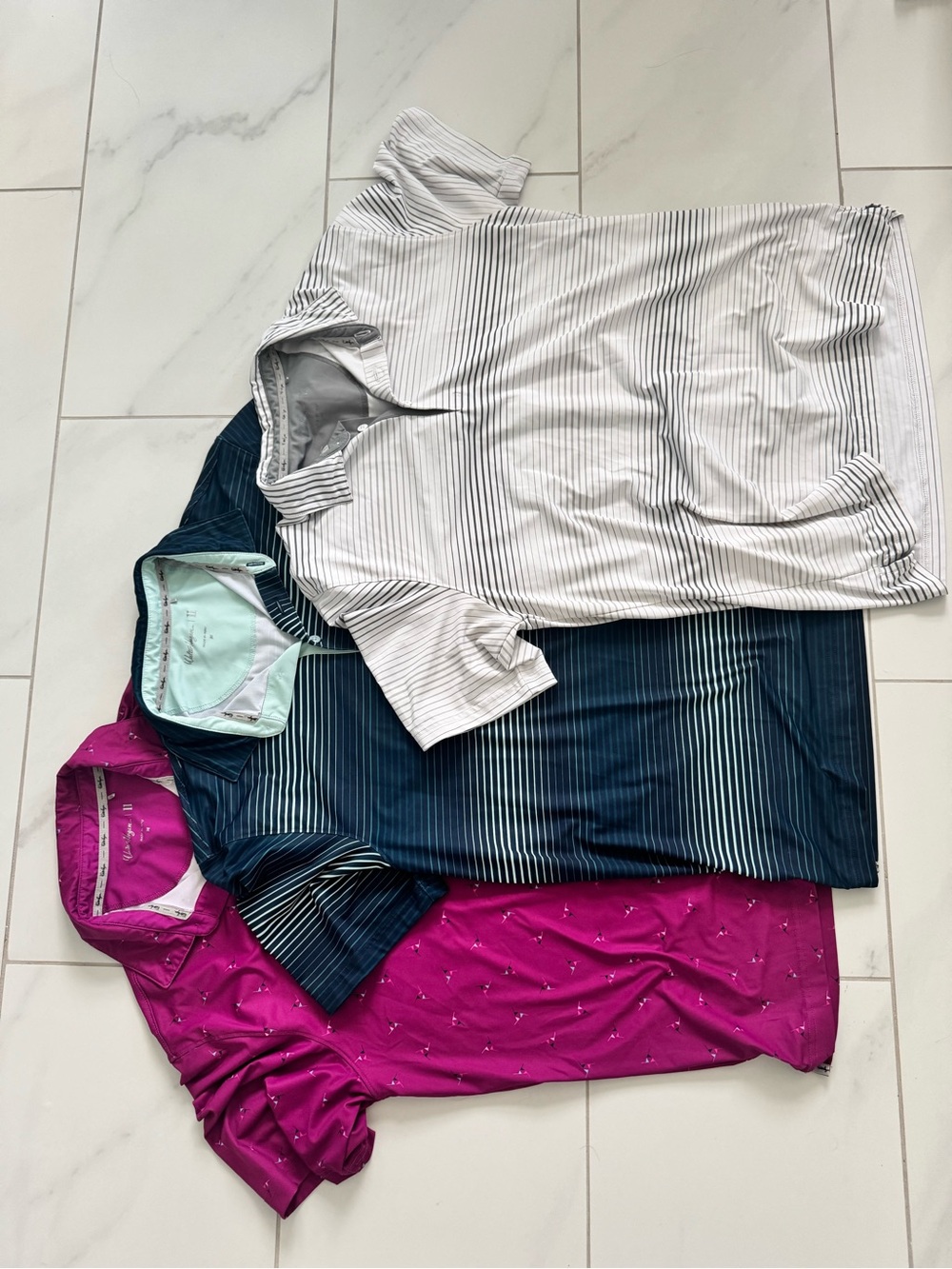 Walter Hagen Men’s Polo Bundle - White, Navy, Magenta